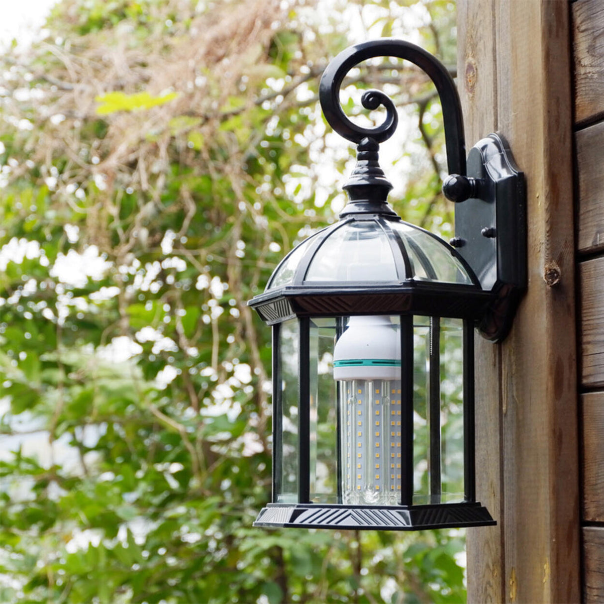 Vintage Lantern Black Outdoor Wall Sconce Image - 3