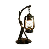 Vintage Lantern Brass Vine Decor Bedroom Table Lamp Image - 2
