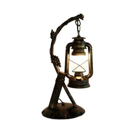 Vintage Lantern Brass Vine Decor Bedroom Table Lamp Image - 2