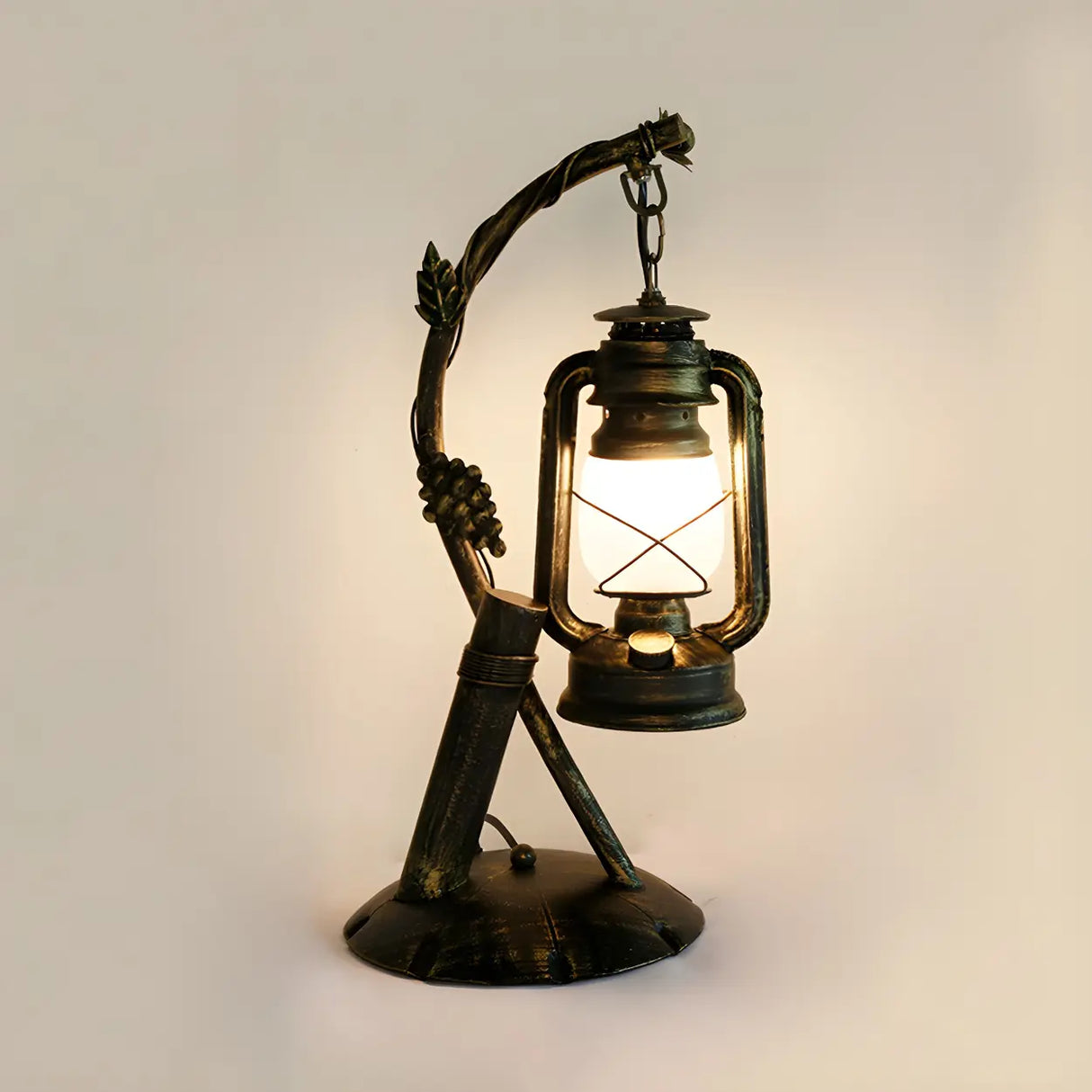 Vintage Lantern Brass Vine Decor Bedroom Table Lamp Image - 3