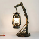 Vintage Lantern Brass Vine Decor Bedroom Table Lamp Image - 4