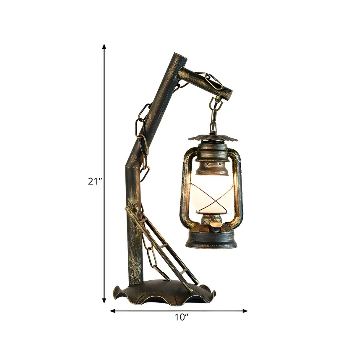 Vintage Lantern Brass Vine Decor Bedroom Table Lamp Image - 9