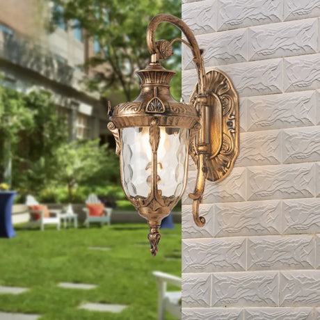 Vintage Lantern Glass Outdoor Ambient Wall Light Bronze Image - 1