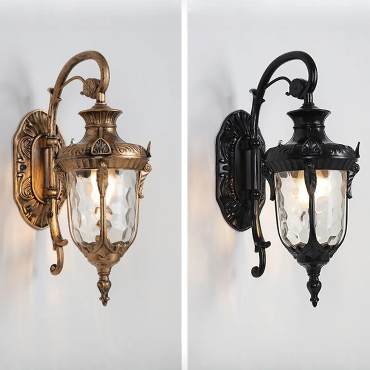 Vintage Lantern Glass Outdoor Ambient Wall Light Bronze Image - 10