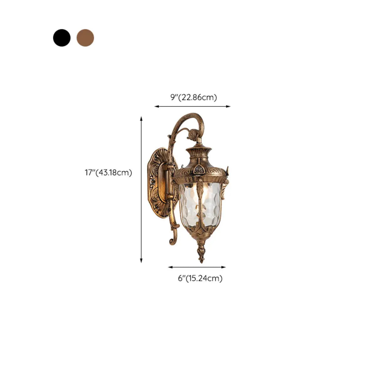 Vintage Lantern Glass Outdoor Ambient Wall Light Bronze 