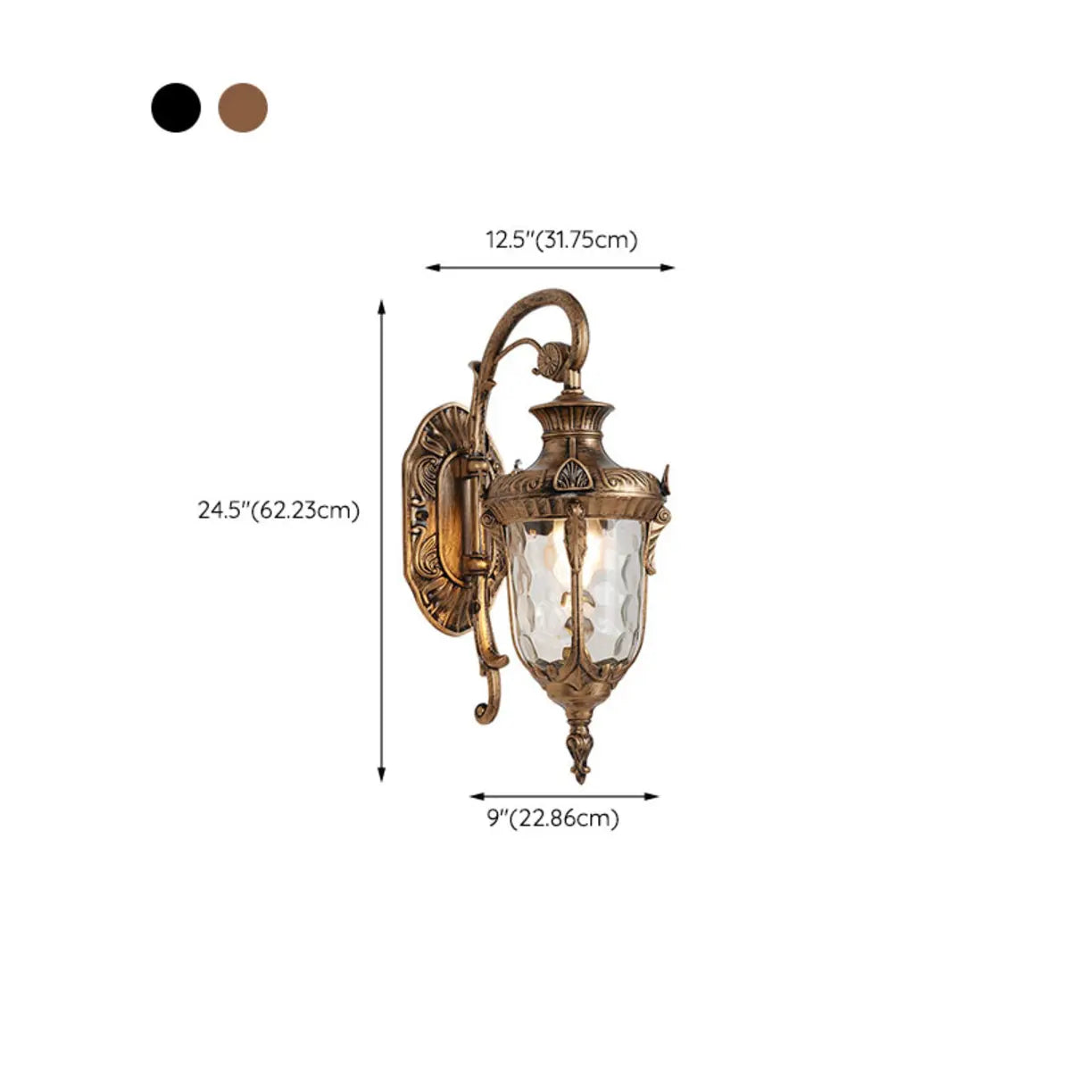 Vintage Lantern Glass Outdoor Ambient Wall Light Bronze Image - 16