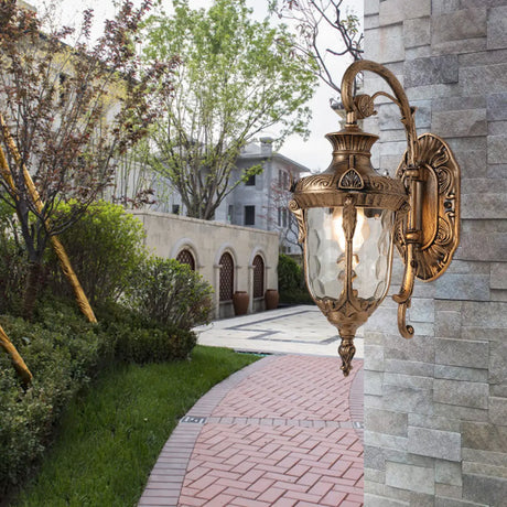 Vintage Lantern Glass Outdoor Ambient Wall Light Bronze Image - 2
