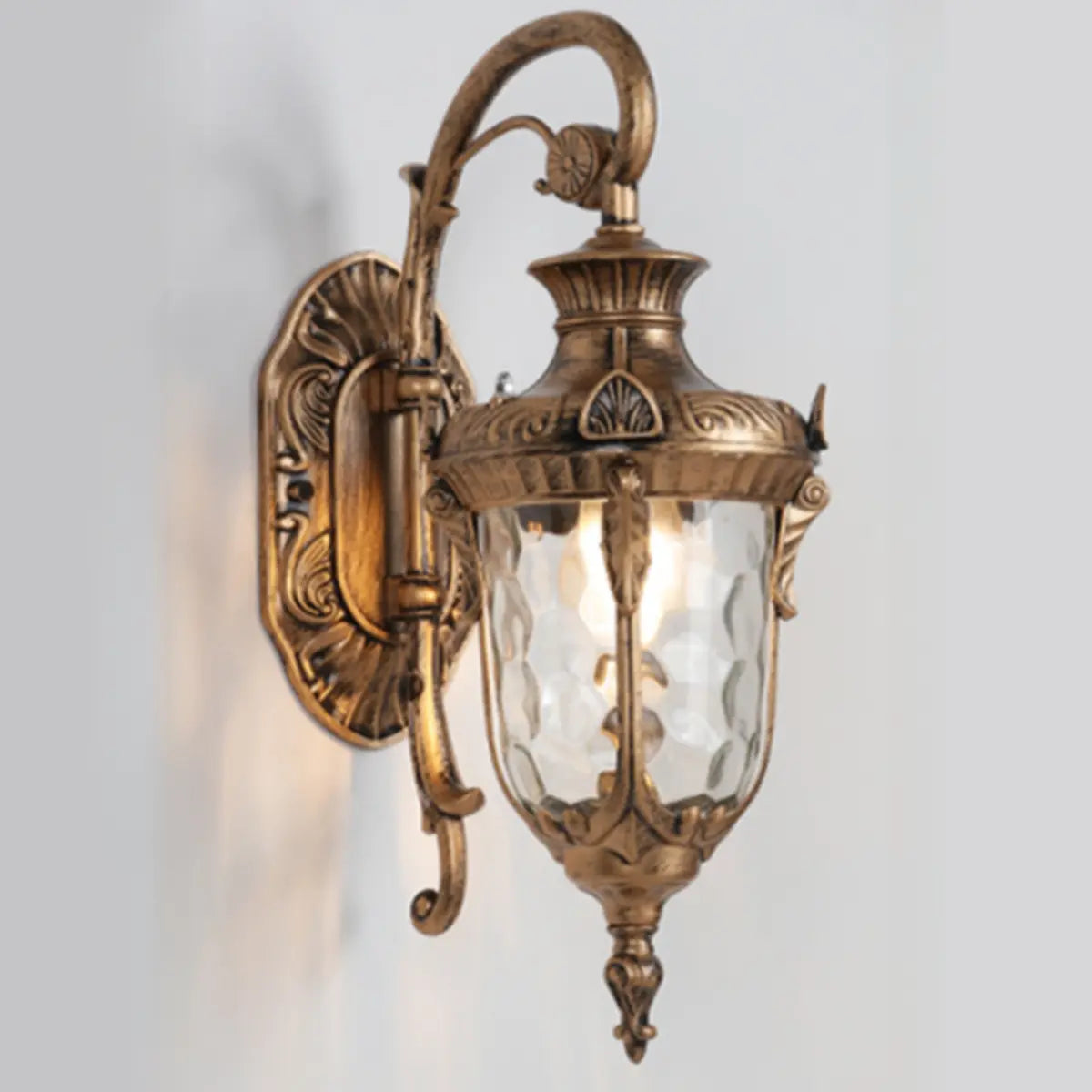 Vintage Lantern Glass Outdoor Ambient Wall Light Bronze Image - 6