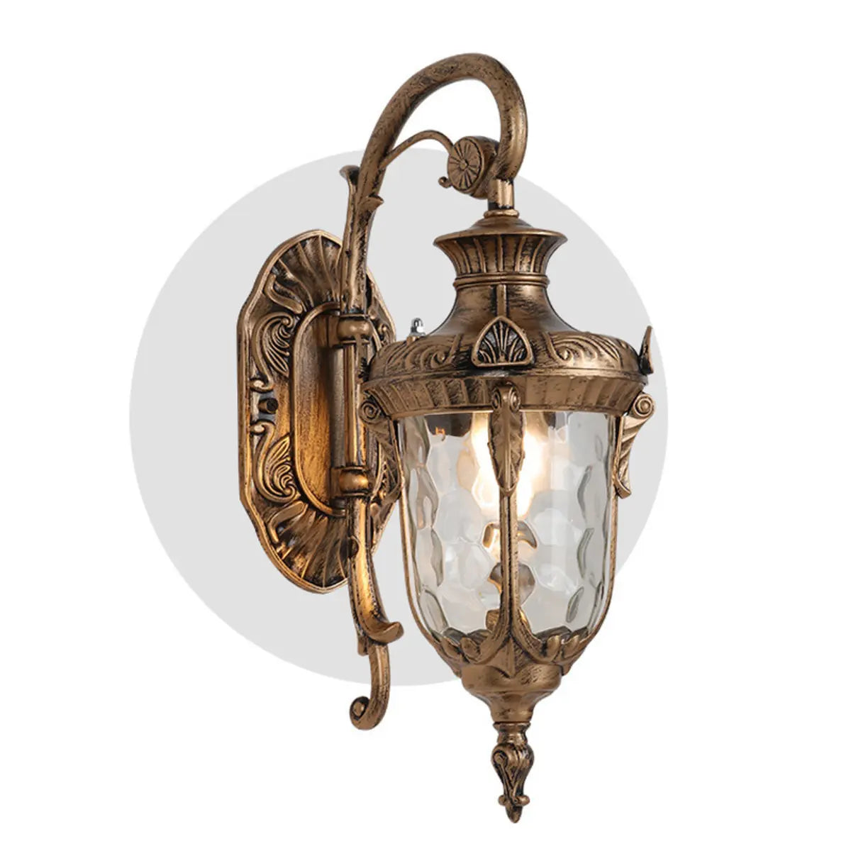 Vintage Lantern Glass Outdoor Ambient Wall Light Bronze Image - 8