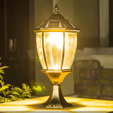 Vintage Lantern Glass Solar Outdoor Post Table Lamp Image - 1