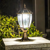 Vintage Lantern Glass Solar Outdoor Post Table Lamp Image - 10