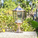 Vintage Lantern Glass Solar Outdoor Post Table Lamp Image - 11