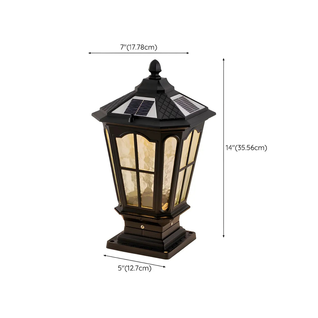 Vintage Lantern Style Solar Outdoor Post Table Lamp 
