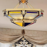 Vintage Large Tower Shape Brass Semi-Flush Mount Light Image - 2