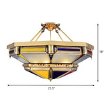 Vintage Large Tower Shape Brass Semi-Flush Mount Light Image - 5