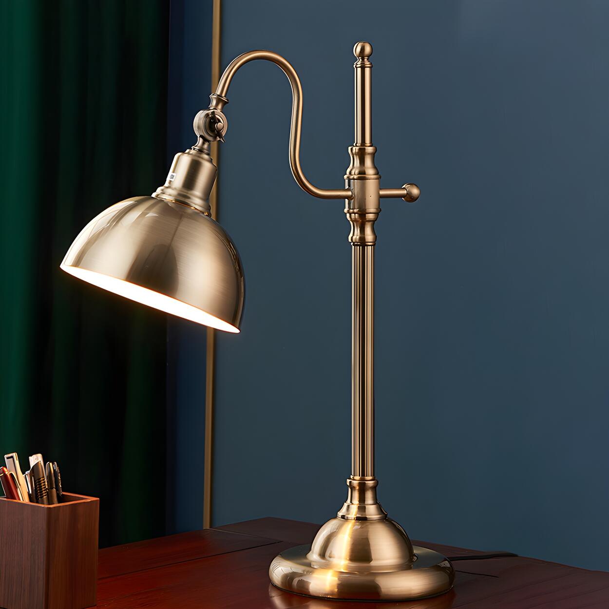 Vintage Luxury Golden Bell Bronze Bedside Table Lamp – Homebaa