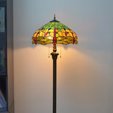 Vintage Modish Stained-Glass Dome Metal Floor Light Image - 12