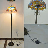 Vintage Modish Stained-Glass Dome Metal Floor Light Image - 13