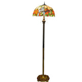 Vintage Modish Stained-Glass Dome Metal Floor Light Image - 8