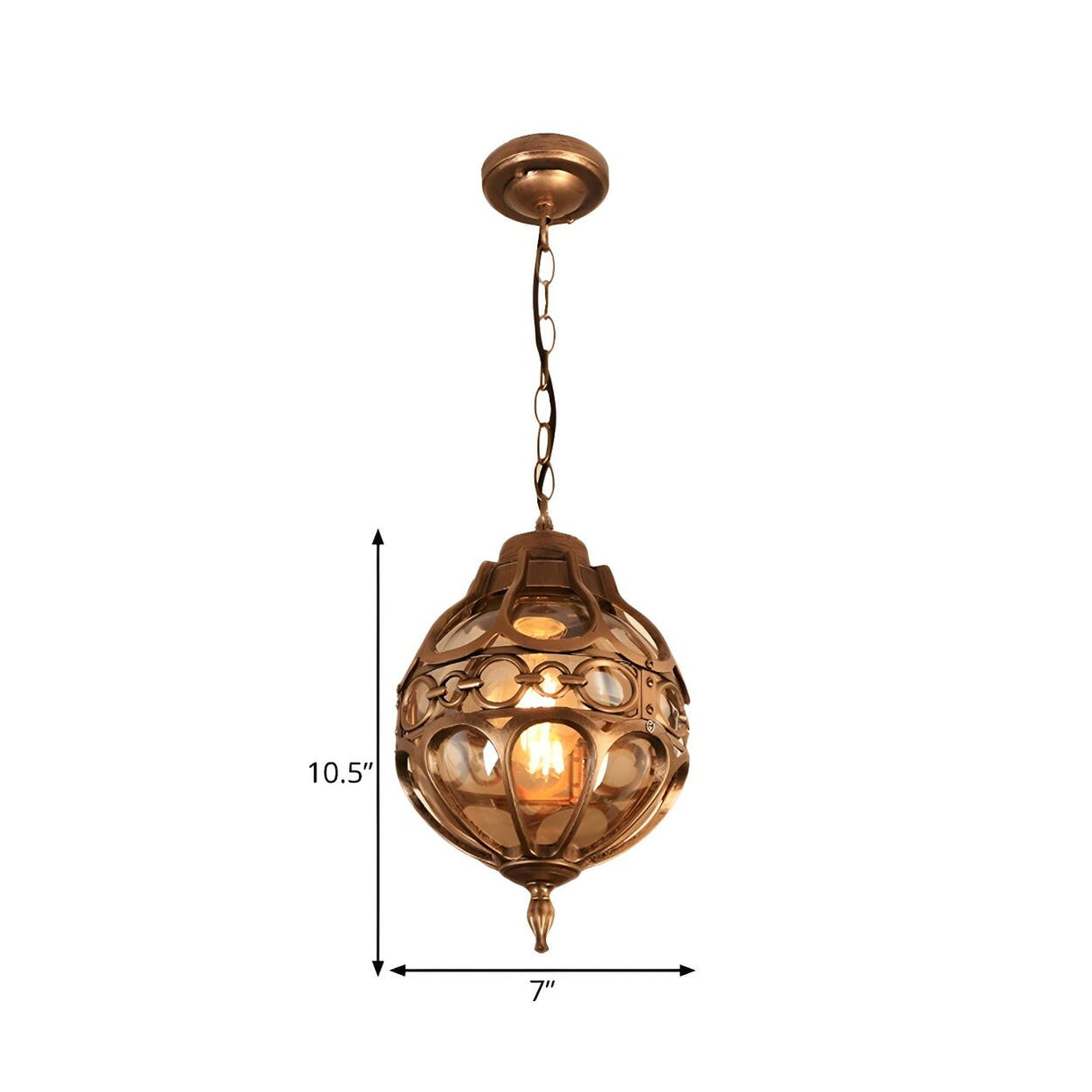 Vintage Moroccan Amber Glass Lantern Pendant Light 