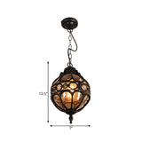 Vintage Moroccan Amber Glass Lantern Pendant Light Image - 9