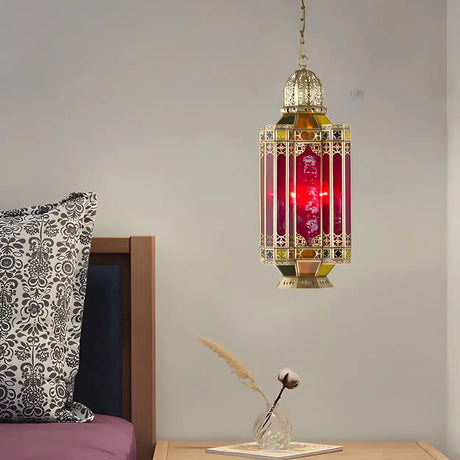 Vintage Moroccan Bedroom Lantern Gold Pendant Chandelier Image - 1