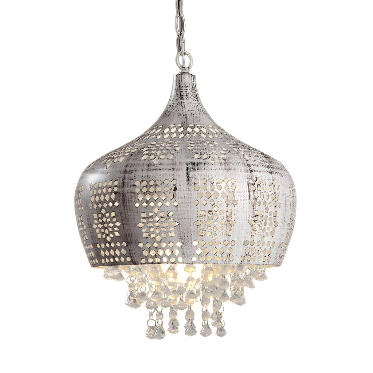 Vintage Moroccan Crystal Deco Dome Dining Room Pendant Light Image - 3