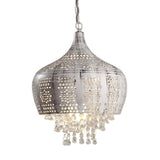 Vintage Moroccan Crystal Deco Dome Dining Room Pendant Light Image - 3