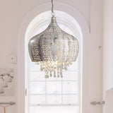 Vintage Moroccan Crystal Deco Dome Dining Room Pendant Light Image - 4