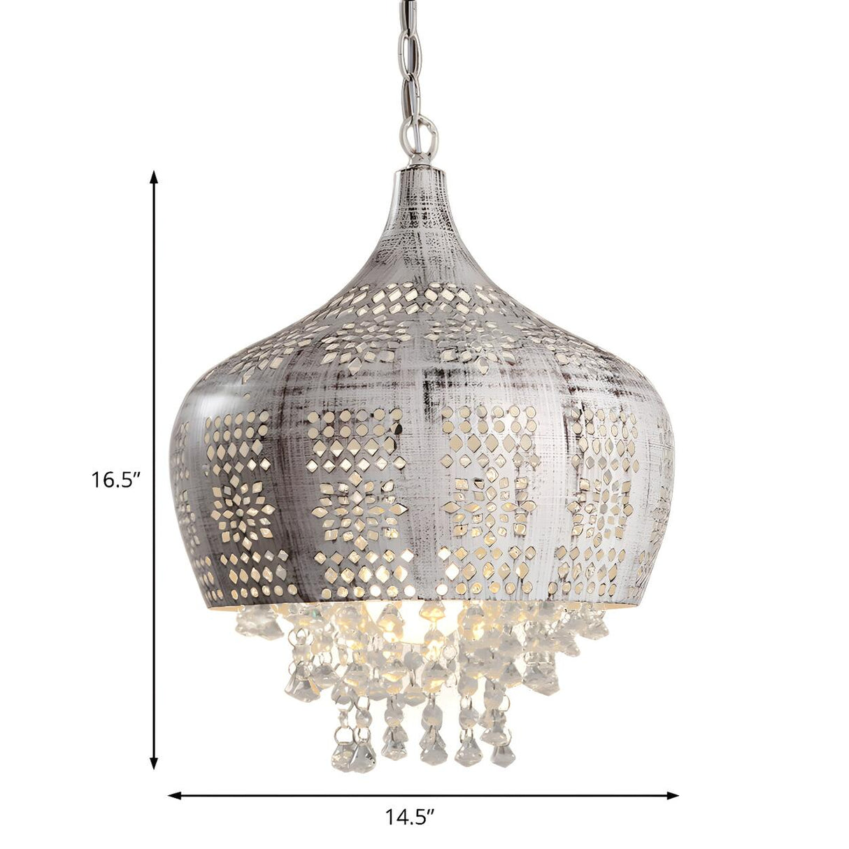 Vintage Moroccan Crystal Deco Dome Dining Room Pendant Light 