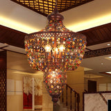 Vintage Moroccan Tiered Colorful Crystal Gem Chandelier Image - 1