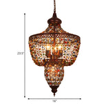 Vintage Moroccan Tiered Colorful Crystal Gem Chandelier #size
