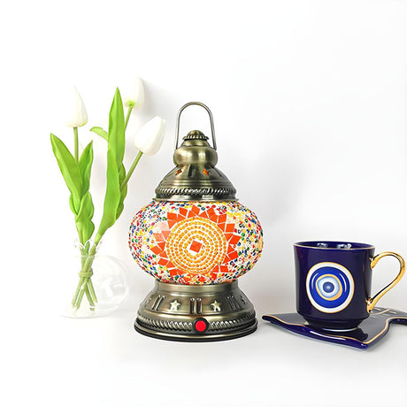 Vintage Moroccan Turkish Portable Glass Table Lamp Image - 1