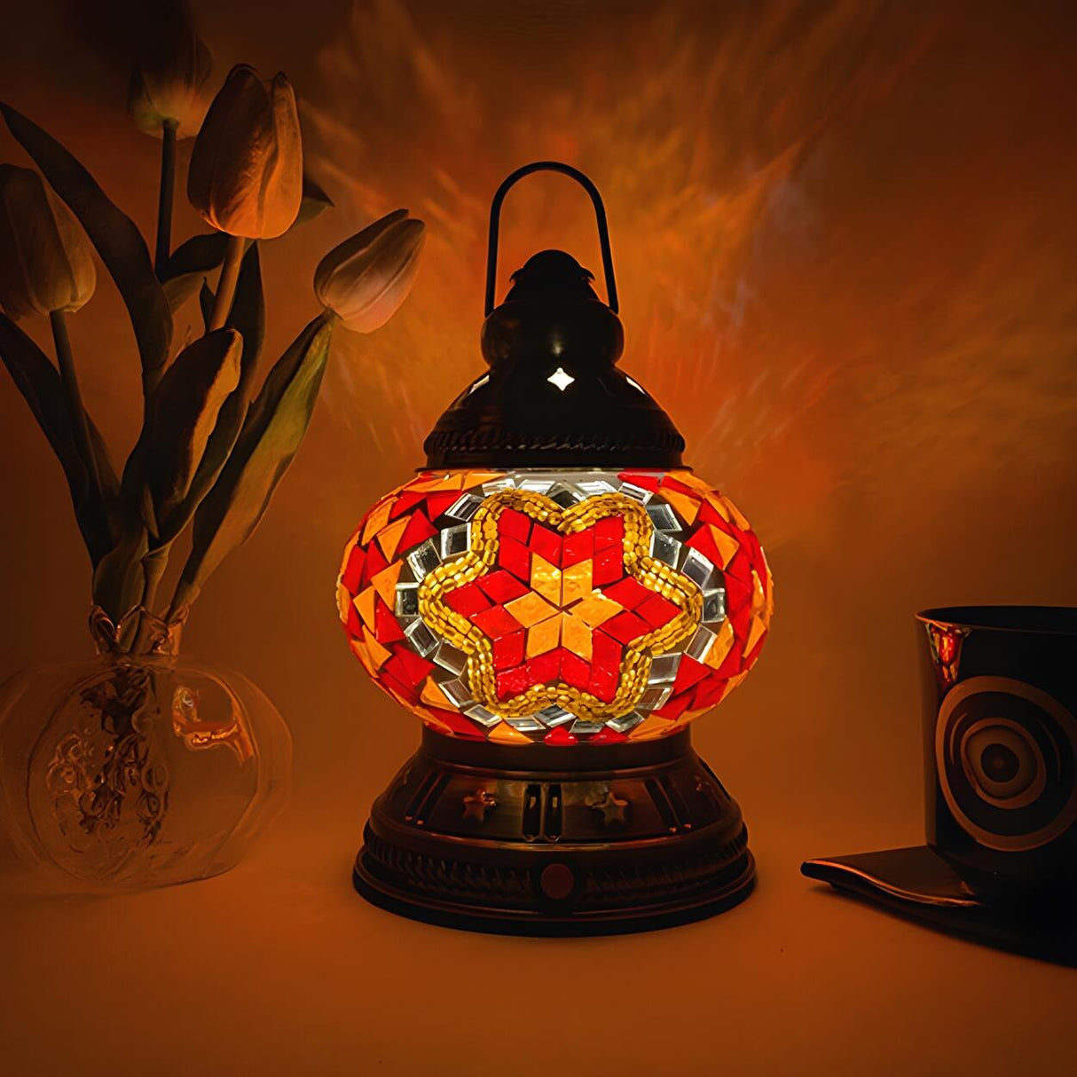 Vintage Moroccan Turkish Portable Glass Table Lamp Image - 16