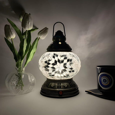 Vintage Moroccan Turkish Portable Glass Table Lamp Image - 2