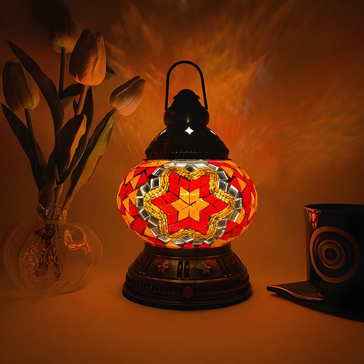 Vintage Moroccan Turkish Portable Glass Table Lamp Image - 6