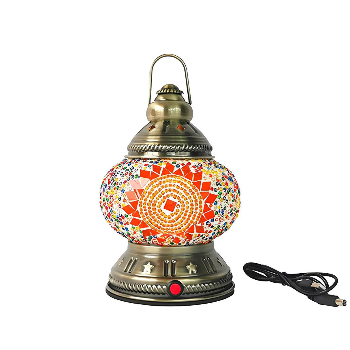 Vintage Moroccan Turkish Portable Glass Table Lamp Image - 9