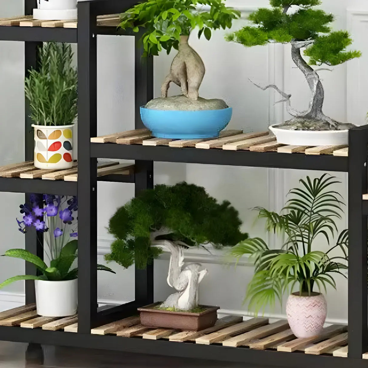 Vintage Multi-Tier Shelves Metal Black Plant Stand Image - 10