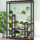 Vintage Multi-Tier Shelves Metal Black Plant Stand Image - 3
