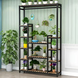 Vintage Multi-Tier Shelves Metal Black Plant Stand Image - 4