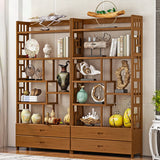 Vintage Natural Finish Open Bamboo Lattice Bookcase Image - 1