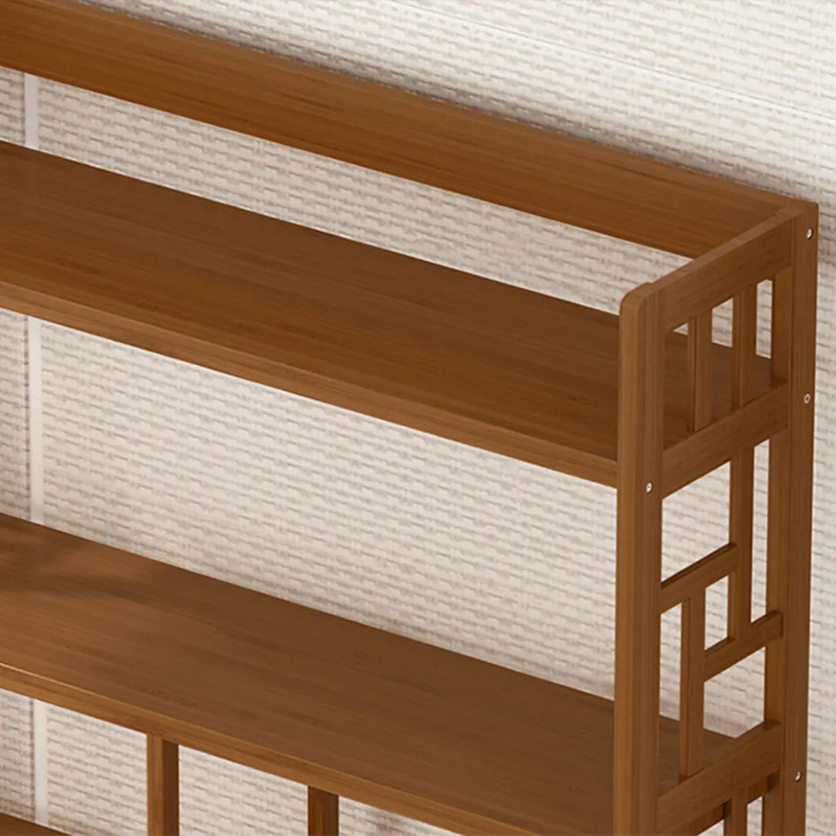 Vintage Natural Finish Open Bamboo Lattice Bookcase Image - 11