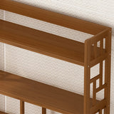 Vintage Natural Finish Open Bamboo Lattice Bookcase Image - 11