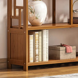 Vintage Natural Finish Open Bamboo Lattice Bookcase Image - 12