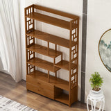 Vintage Natural Finish Open Bamboo Lattice Bookcase Image - 8