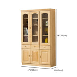 Vintage Natural Finish Wood Glass Door Bookcase #size