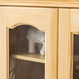 Vintage Natural Finish Wood Glass Door Bookcase Image - 8