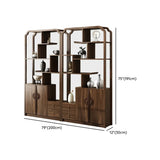 Vintage Open Rubberwood Brown Curio China Cabinets Image - 20
