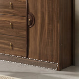 Vintage Open Rubberwood Brown Curio China Cabinets Image - 8