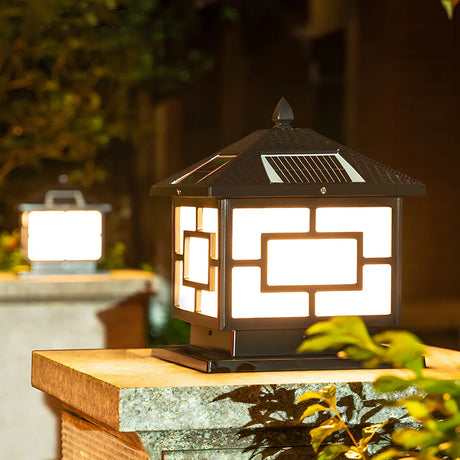 Vintage Oriental Solar Metal Outdoor Lantern Lamp Image - 1
